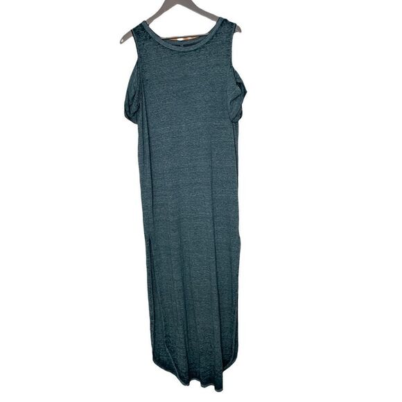 Free People Dresses & Skirts - Free People Kick Around Burnout Cold Shoulder Maxi Sheer Dress - Teal Size Small